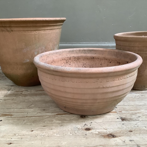 50 - A Yorkshire Flowerpot Company terracotta plant pot, another pot and a further terracotta pot (unname... 