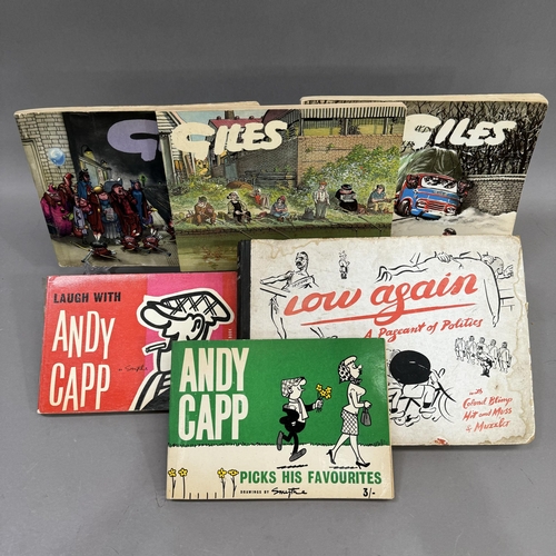 147 - Two vintage Andy Capp cartoon books published by The Daily Mirror together with three Giles cartoon ... 