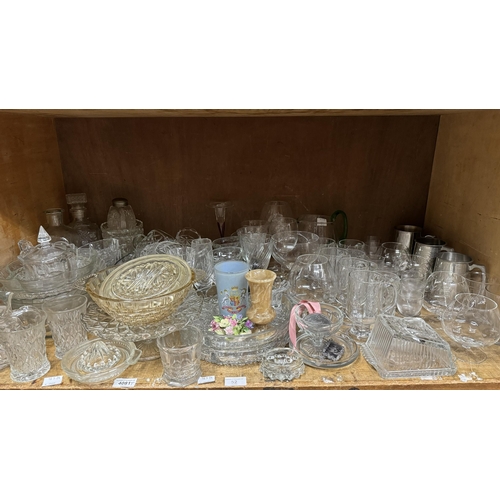 52 - A large quantity of moulded and other glass including cake stands, fruit dishes, trifle dishes, deca... 