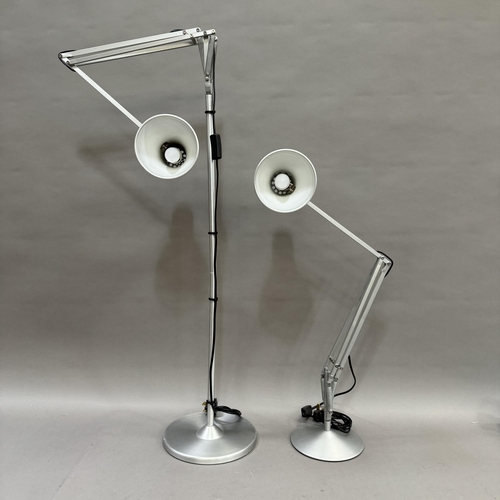 66 - A modern angle poise standard lamp  and matching table lamp