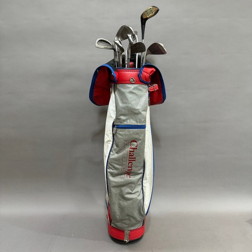 188 - A set of golf clubs, various, contained in a Slazenger golf bag