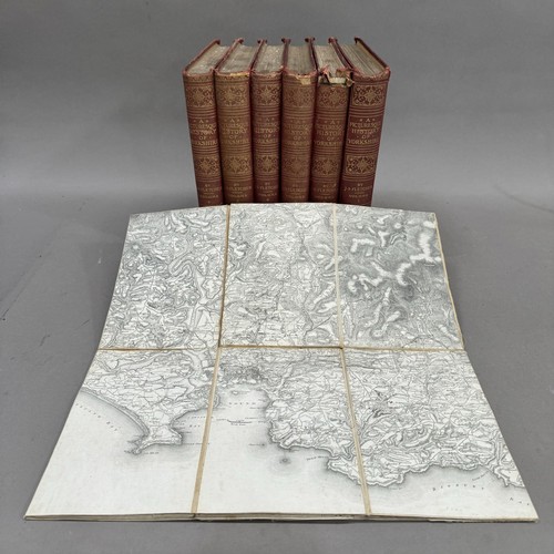 180 - Six volumes History of Yorkshire together with a folding map of South Devon