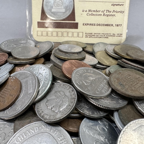 319 - Tub of mainly foreign obsolete currency plus approximate 30gms of foreign silver coins