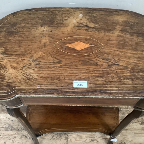 235 - A 19th century rosewood kidney shaped table inlaid with boxwood stringing having a drawer to the apr... 