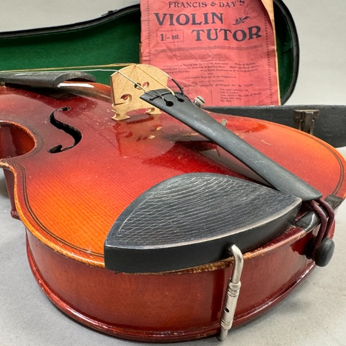 248 - A violin Naidstomb by Murdoch, Murdoch & Co, London, inlaid with mother of pearl, the chin rest with... 