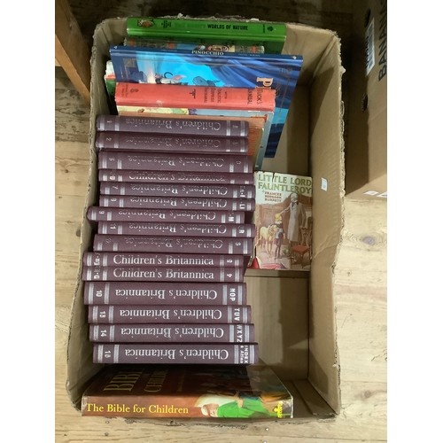 156 - A box vintage and later children's books including Holiday Hour, Tucks Annual, Children's Britannica... 