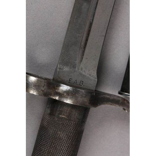 169 - A SWEDISH MODEL 1896 KNIFE BAYONET single edge 20cm blade with full length fuller tubular chequered ... 