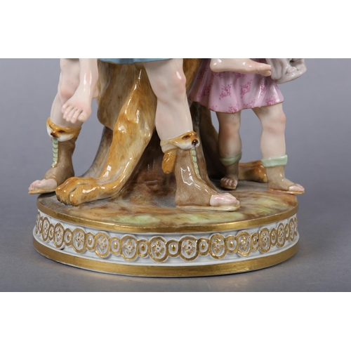 276 - A LATE 19TH CENTURY MEISSEN GROUP OF AENEAS FLEEING TROY, carrying his father Anchises on his back a... 