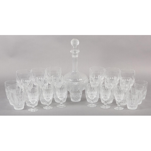 221 - A SUITE OF WATERFORD CRYSTAL 'COLLEEN' TABLE GLASS, comprising six large wines, six water glasses, s... 