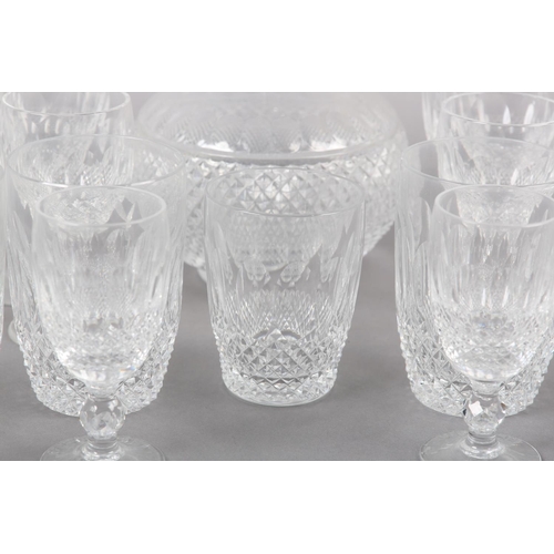 221 - A SUITE OF WATERFORD CRYSTAL 'COLLEEN' TABLE GLASS, comprising six large wines, six water glasses, s... 