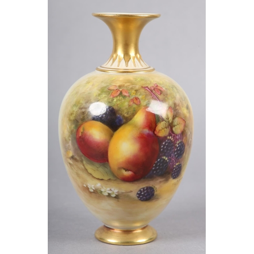 239 - A ROYAL WORCESTER PORCELAIN VASE BY HARRY AYRTON, the ovoid body painted with pears and blackberries... 