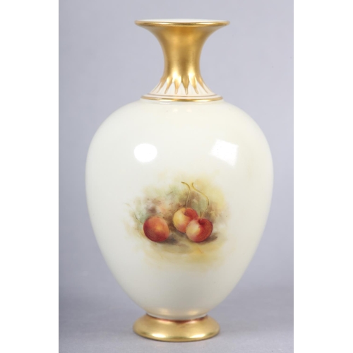 239 - A ROYAL WORCESTER PORCELAIN VASE BY HARRY AYRTON, the ovoid body painted with pears and blackberries... 