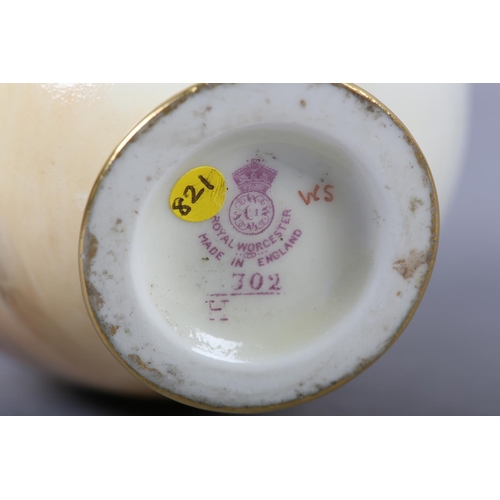 240 - A ROYAL WORCESTER PORCELAIN VASE BY A SHUCK, the ovoid body painted with peaches and blackberries ag... 