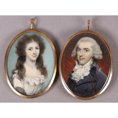 294 - ATTRIBUTED TO HORACE HONE RA (Irish 1756-1825), portrait of Orlando Wells and Margaret Wells, c1790 ... 