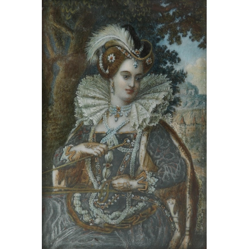 295 - ELIZABETH I AT TILLBURY FORT, three-quarter portrait, after the engraving by William Holl (1807-1871... 