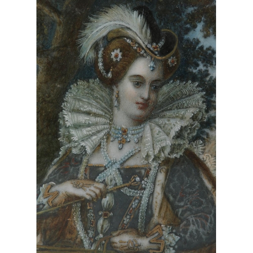 295 - ELIZABETH I AT TILLBURY FORT, three-quarter portrait, after the engraving by William Holl (1807-1871... 