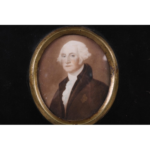 296 - PORTRAIT OF GEORGE WASHINGTON after Gilbert White, powdered wig, white cravat, brown jacket with hig... 