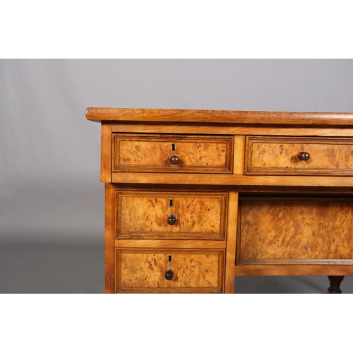 469 - A 19TH CENTURY FIGURED AND SATIN WALNUT DRESSING TABLE, possibly French, having three indented panel... 