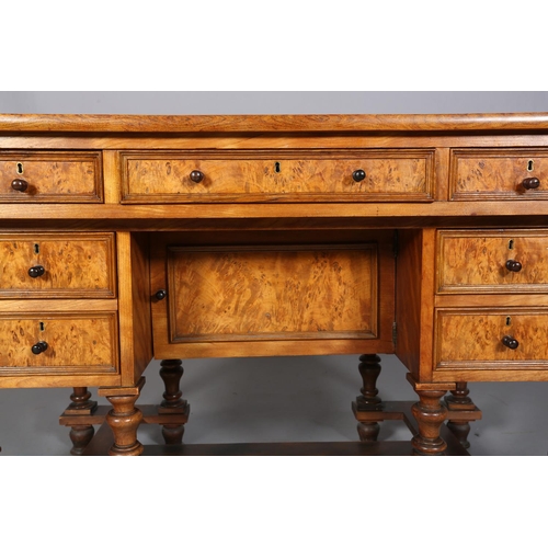 469 - A 19TH CENTURY FIGURED AND SATIN WALNUT DRESSING TABLE, possibly French, having three indented panel... 