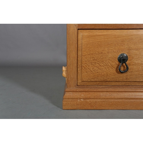 465 - COLIN ALMACK 'BEAVERMAN', an oak chest of five graduated drawers, iron loop handles, field panelled ... 