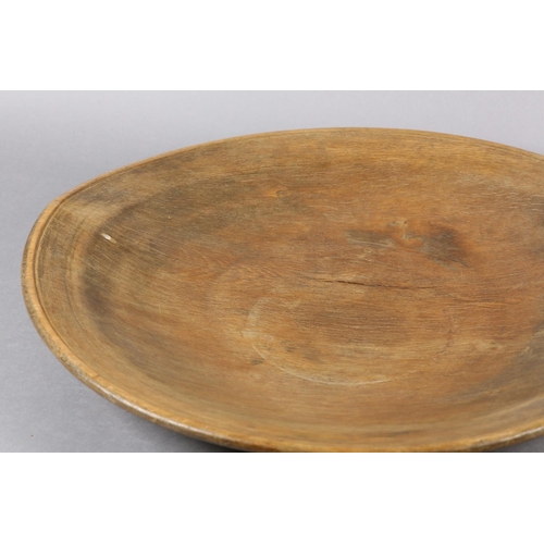 176 - A LATE 18TH / EARLY 19TH CENTURY TURNED FRUITWOOD BOWL, shallow with gently sloping edges, 32cm diam... 