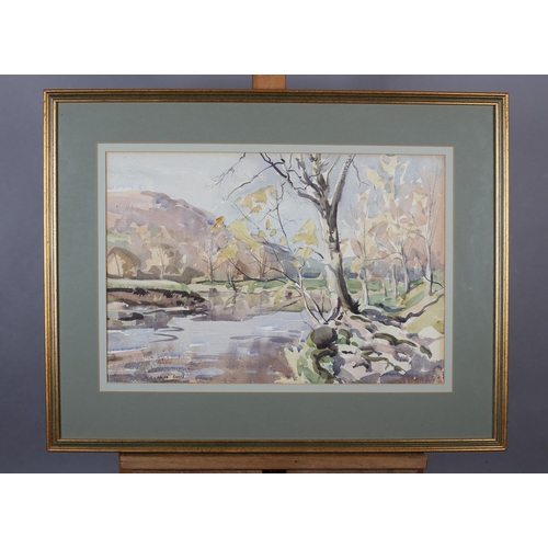 446 - ARR ANGUS RANDS (1922-1985), Burnsall Fell in October, watercolour, signed to lower left, 35.5cm x 5... 