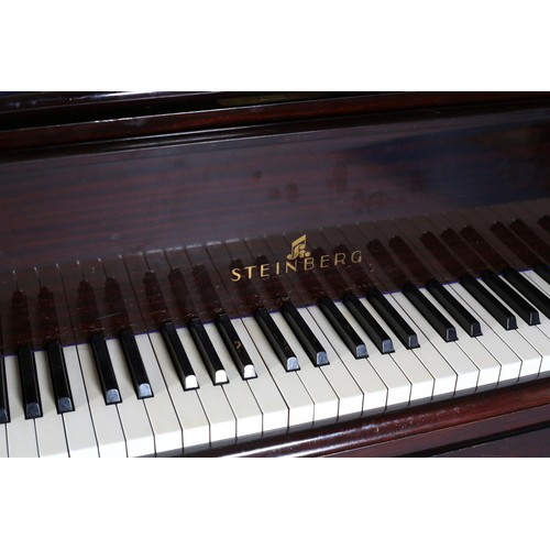 451 - STEINBERG, LONDON FORMERLY BERLIN MAHOGANY BABY GRAND PIANO, no. 38114 on square tapered legs with b... 