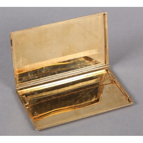 342 - A CIGARETTE CASE in 9ct gold, Birmingham 1953 for H F Withers, retailed by Fattorini and Sons Limite... 