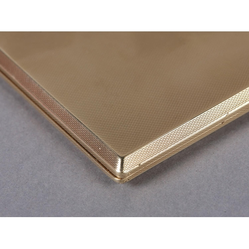 342 - A CIGARETTE CASE in 9ct gold, Birmingham 1953 for H F Withers, retailed by Fattorini and Sons Limite... 