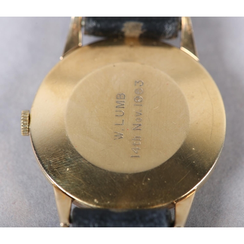 402 - A TUDOR GENTLEMAN’S MANUAL WRISTWATCH in 9ct gold case, c1960, tropical white dial with gilt Arabic ... 