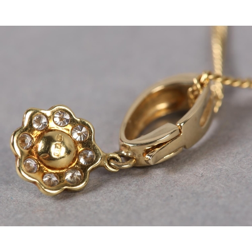 347 - A CULTURED PEARL AND DIAMOND CLUSTER PENDANT in 18ct gold, the 4mm pearl raised against a surround o... 