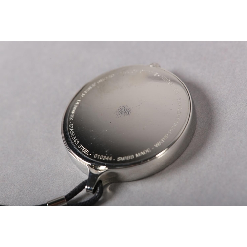 401 - A GEORG JENSEN PENDANT WATCH BY HENNING KOPPEL, with quartz movement in stainless steel case 010344,... 