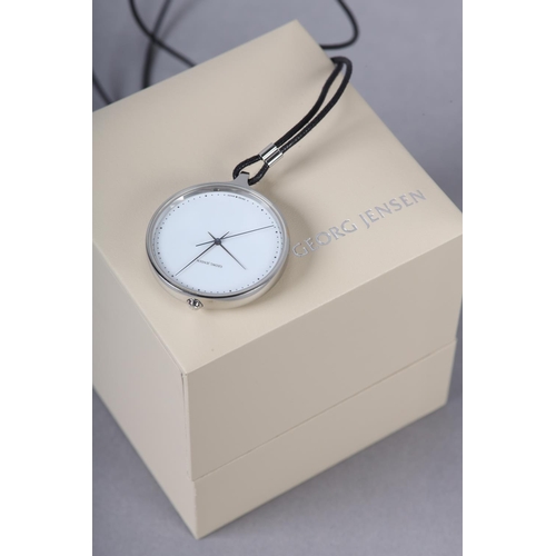 401 - A GEORG JENSEN PENDANT WATCH BY HENNING KOPPEL, with quartz movement in stainless steel case 010344,... 