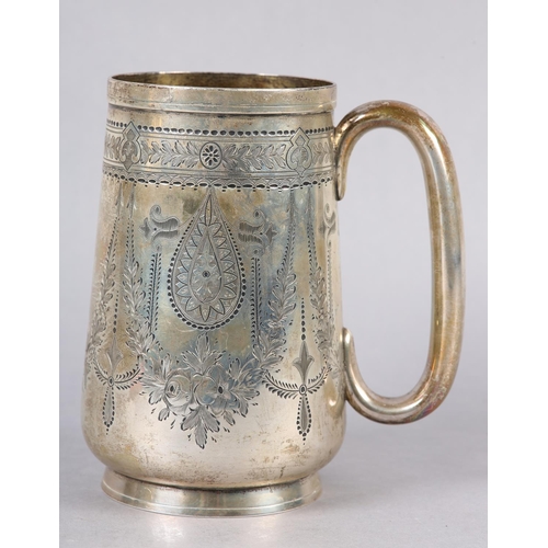 325 - A VICTORIAN SILVER TANKARD, Exeter 1879, for Josiah William & Co, all over foliate swag engraved wit... 