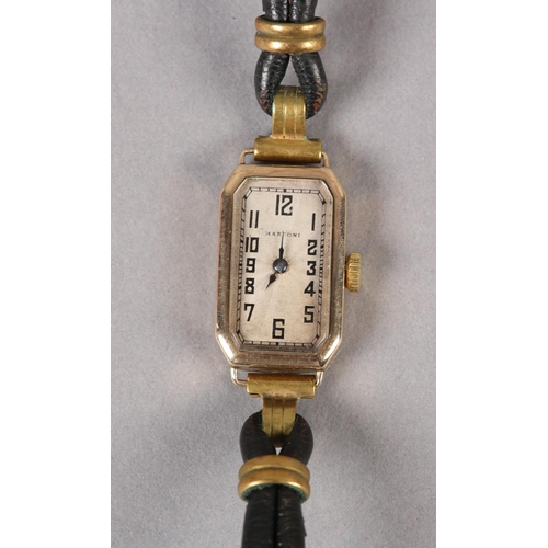 404 - A MARCONI LADY'S WRISTWATCH c1924 in 9ct gold, lozenge shaped case 75030 20 by Rolex Watch Co, Glasg... 