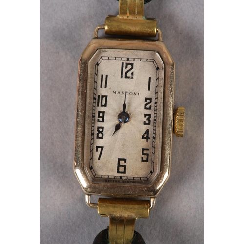 404 - A MARCONI LADY'S WRISTWATCH c1924 in 9ct gold, lozenge shaped case 75030 20 by Rolex Watch Co, Glasg... 