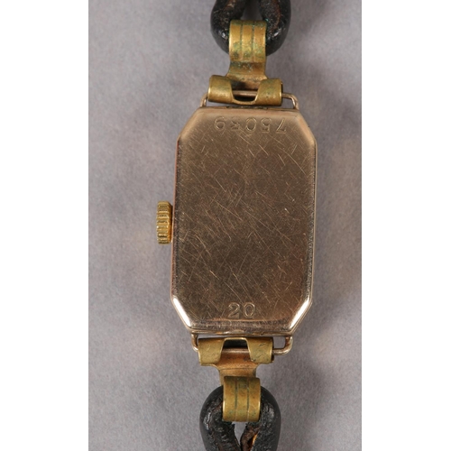 404 - A MARCONI LADY'S WRISTWATCH c1924 in 9ct gold, lozenge shaped case 75030 20 by Rolex Watch Co, Glasg... 