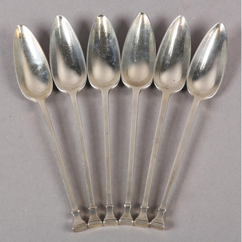 330 - A SET OF SIX GEORGE V SILVER GRAPEFRUIT SPOONS, London 1929 for Josiah Williams & Co, square stem wi... 