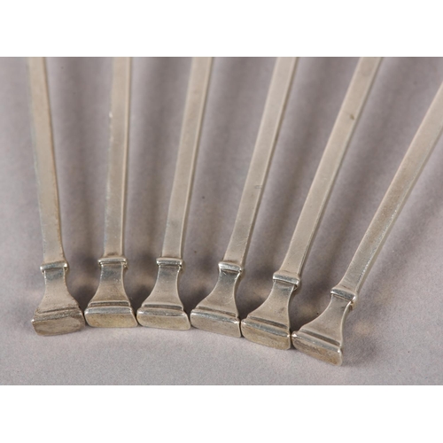 330 - A SET OF SIX GEORGE V SILVER GRAPEFRUIT SPOONS, London 1929 for Josiah Williams & Co, square stem wi... 