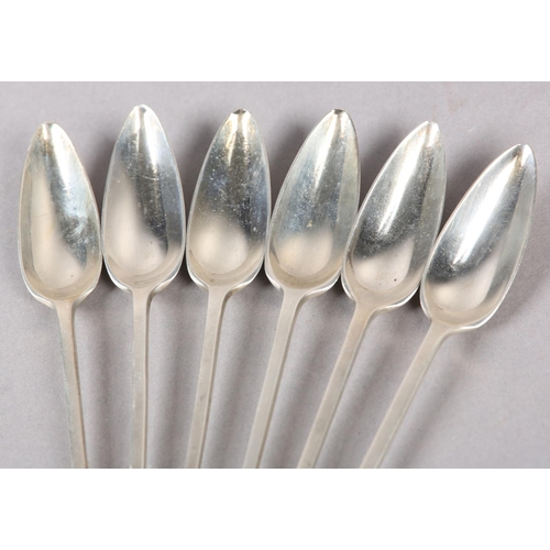 330 - A SET OF SIX GEORGE V SILVER GRAPEFRUIT SPOONS, London 1929 for Josiah Williams & Co, square stem wi... 