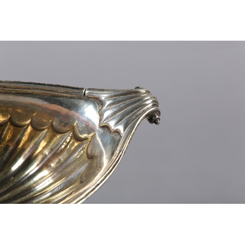 326 - A GEORGE III SILVER SALT, London 1794 for William Fountain, boat shape with scroll handles, reeded o... 