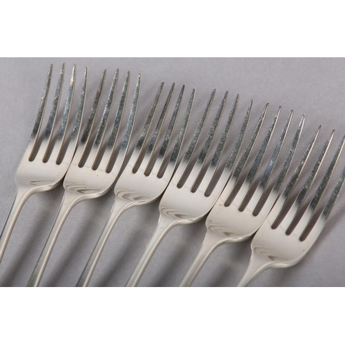 311 - A SET OF SIX VICTORIAN SILVER DESSERT FORKS, London 1840 for Joseph & Albert Savory Hanoverian patte... 