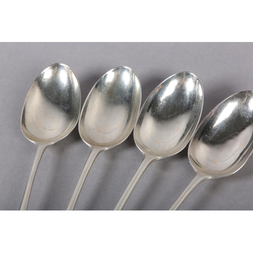 313 - A SET OF FOUR VICTORIAN TABLE SPOONS, London 1888 for John Aldwinckle & Thomas Slater, Hanoverian pa... 