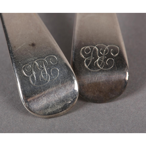 314 - A PAIR OF GEORGE III SILVER SAUCE LADLES, London 1813 for Thomas Hayter, Hanoverian pattern, monogra... 