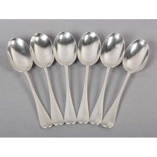 319 - A SET OF SIX GEORGE V SILVER DESSERT SPOONS, London 1928 for Crichton Brothers, rat tail, approximat... 