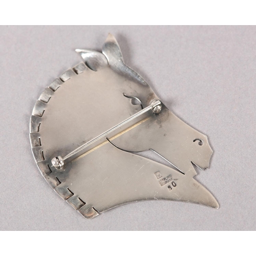 397 - A GEORG JENSEN 90 SILVER HORSE'S HEAD BROOCH designed by Arno Malinowski, the pierced profile signed... 