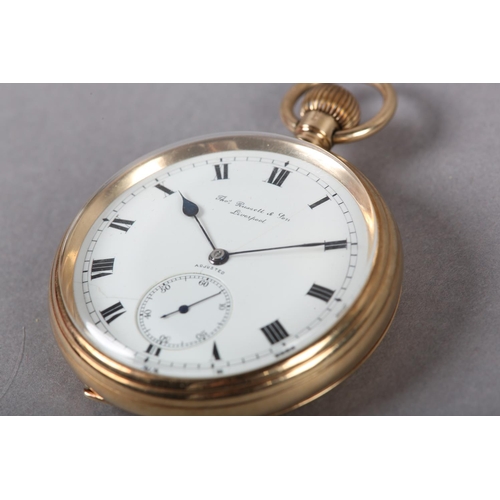 408 - A GEORGE V POCKET WATCH BY THOMAS RUSSELL & SON LIVERPOOL in 9ct gold open face case No 9795, Swiss ... 