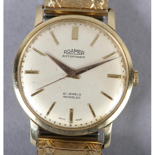 407 - A ROAMER GENTLEMENS ROTOPOWER AUTOMATIC WRISTWATCH in 14ct gold, no 9160 c1965 Swiss 21 jewelled lev... 