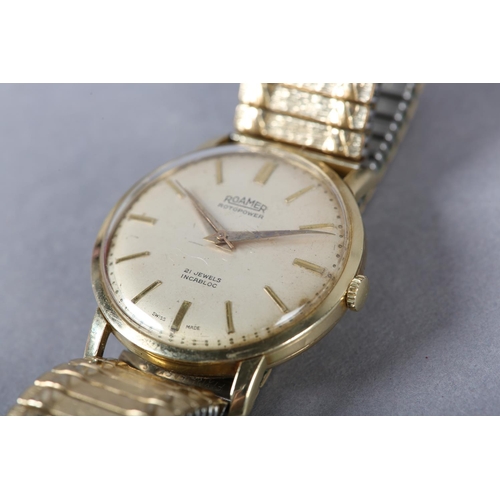 407 - A ROAMER GENTLEMENS ROTOPOWER AUTOMATIC WRISTWATCH in 14ct gold, no 9160 c1965 Swiss 21 jewelled lev... 