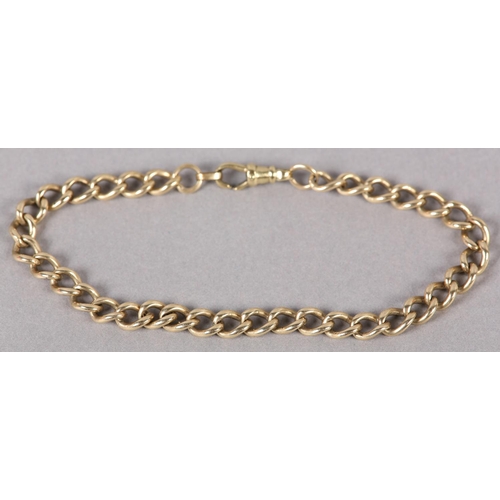 344 - A BRACELET in 9ct gold curb links with swivel fasteners, approximate length 23cm, approximate weight... 